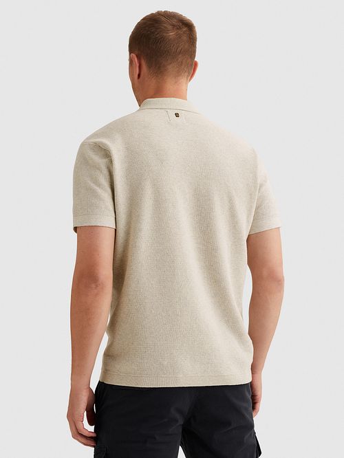 PME Legend Polo Shirt Knitted Structure Ecru Model / Achterkant