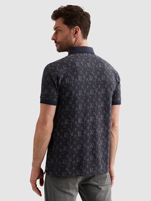 PME Legend Poloshirt Piquet Print Marineblå