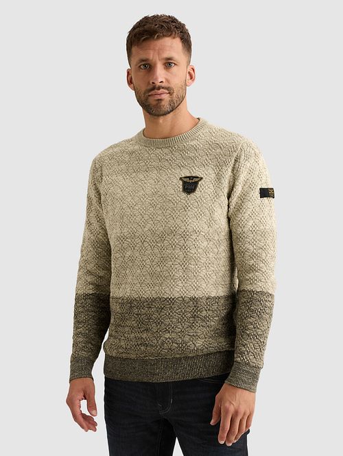 PME Legend Striped Structure Pullover Beige