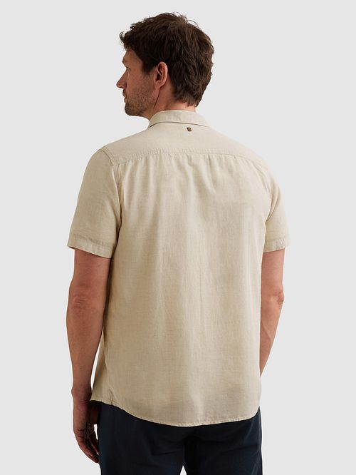 PME Legend Short Sleeve Overhemd Cotton Linen Ecru Model / Achterkant