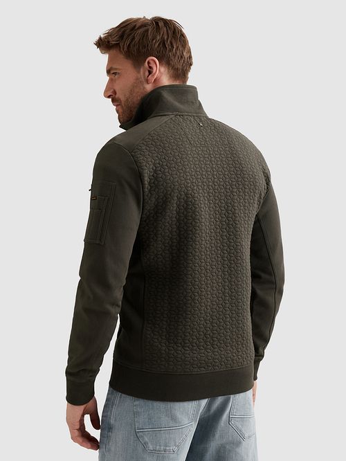 PME Legend Strickjacke Interlock Beluga Grün Model / Achterkant