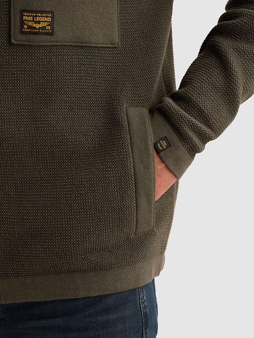 PME Legend Strickjacke Mixed Textures Beluga Grün