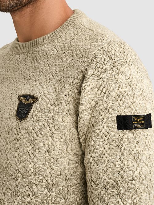 PME Legend Striped Structure Pullover Beige