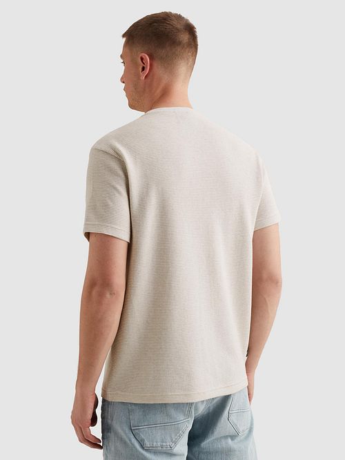 PME Legend T-skjorte Two Tone Texture Ecru Model / Achterkant