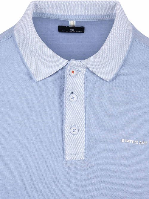 Polo State of Art modern fit de algodón azul con canalé en contraste Product / Detail