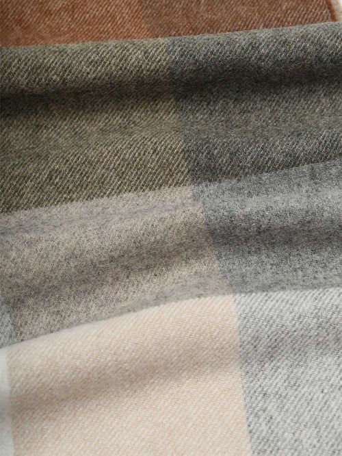 Profuomo Scarf Wool Check Brown Grey Beige Product / Detail
