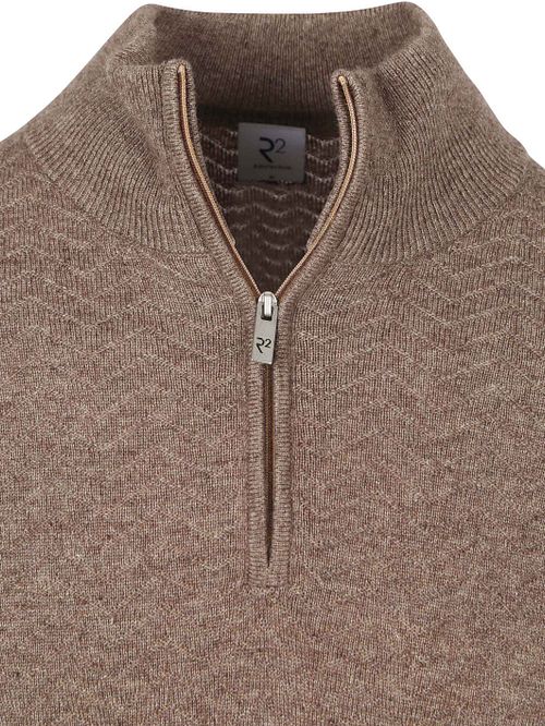 Pullover half-zip R2 con trama strutturata color taupe Product / Detail