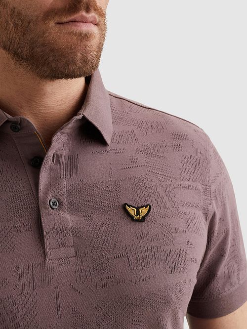 PME Legend Polo Shirt Jacquard Jersey Moonscape Purple Model / Detail