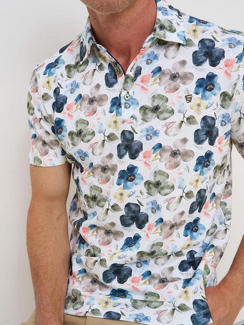 R2 Amsterdam Polo Print Multicolor Model / Voorkant