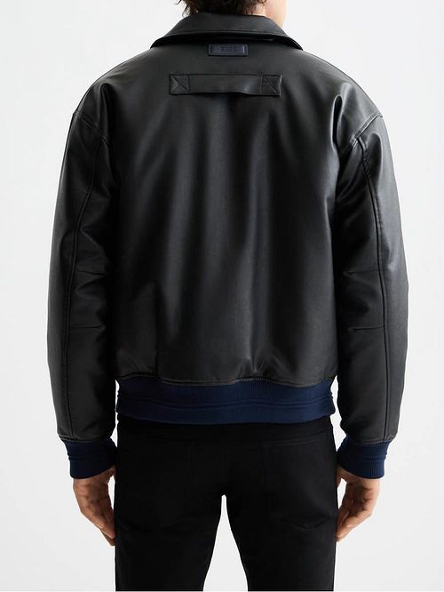 Scotch and Soda Faux Leather Bomberjack Black Model / Achterkant