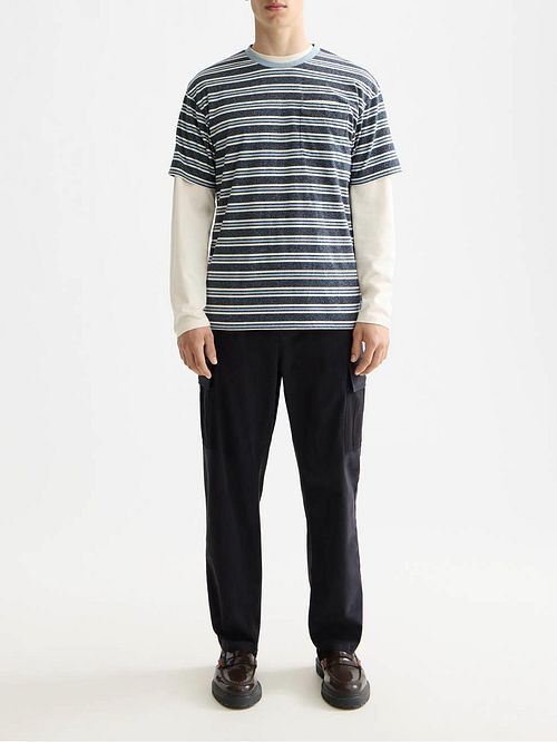 Scotch And Soda T-shirt Rayé Bleu Model / Voorkant