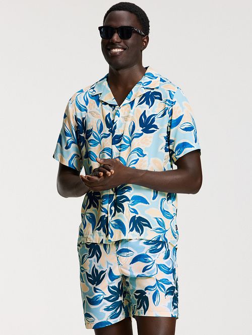 Shiwi Badebukse Mike Floral Leafs Blå Model / Voorkant