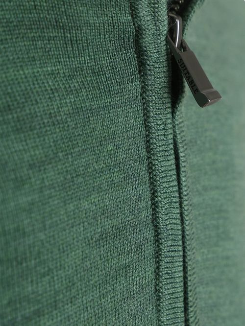 Suitable Merino Half Zip Sweater Mid Green Product / Detail