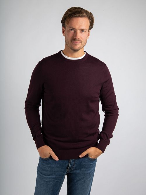 Suitable Merino Pullover Bordeaux Model / Voorkant mit Stefan
