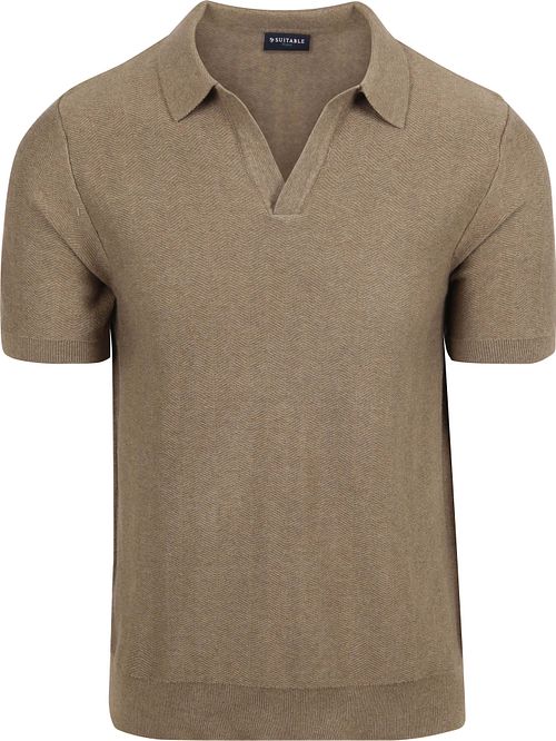 Suitable Polo Maille Riva Chevrons Taupe Product