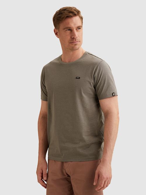 Camiseta Vanguard a rayas, taupe Model / Zijkant