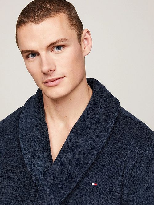 Tommy Hilfiger Bademantel Dunkelblau Model / Detail