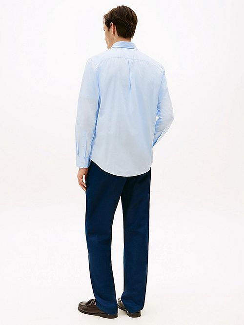 Tommy Hilfiger Camicia Popeline Flex Azzurro Chiaro Model / Achterkant