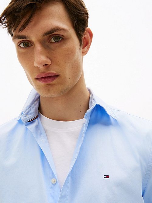 Tommy Hilfiger Poplin Hemd Flex Hellblau Model / Detail