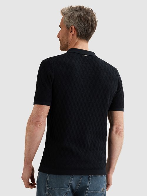 Vanguard Knitted Polo Half-Zip Navy Model / Achterkant