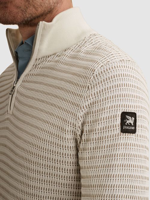 Vanguard Maglione Half Zip Ecru Model / Detail