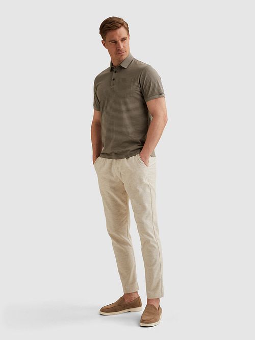 Vanguard Jersey Poloshirt Randig Taupe Model / Voorkant