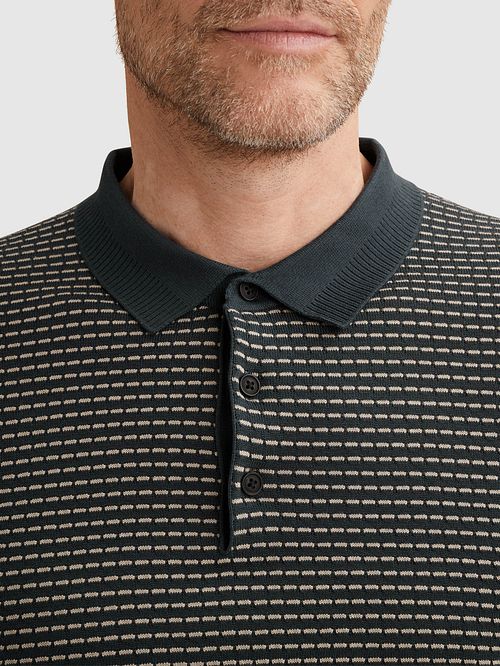 Vanguard Stickad Poloshirt Randig Marinblå Model / Detail