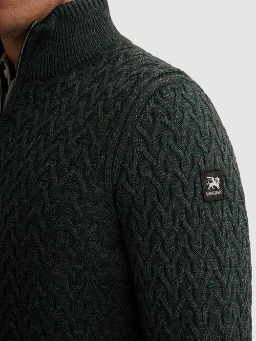 Vanguard Stickad tröja Half Zip Ullblandning Mörkgrön