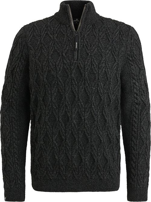 Vanguard sweter z półgolfem na zamek, gruby splot, czarny Product
