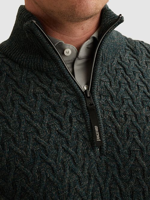 Vanguard Striktrøje Half Zip Uldblanding Mørkegrøn