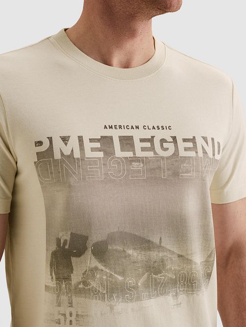 T-shirt PME Legend Heavy Jersey z nadrukiem w kolorze ecru Model / Detail