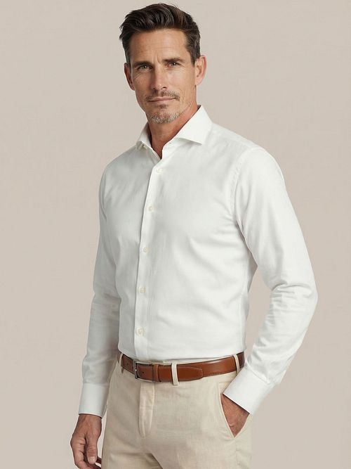 162-3 CaW Ecru twill no-iron