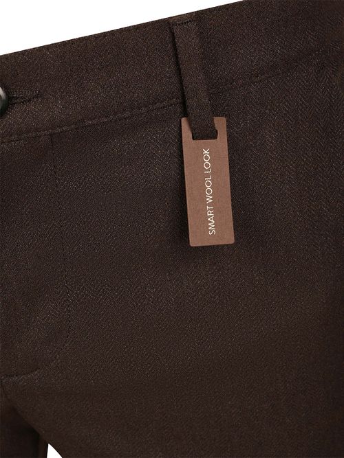 Alberto Lou Chino Flanel Herringbone Bruin