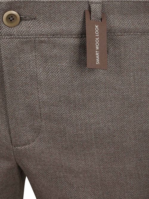 Alberto Lou Chino Flanell Herringbone Brun