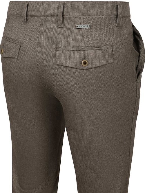 Alberto Lou Chino Flannel Herringbone Brown