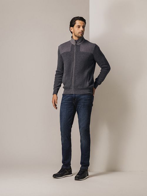 State Of Art Cardigan Structure Contrast Anthracite Model / Voorkant