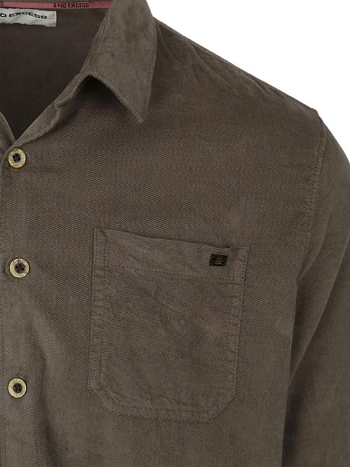 No Excess Fine Corduroy Overhemd Dark Clay Product / Detail