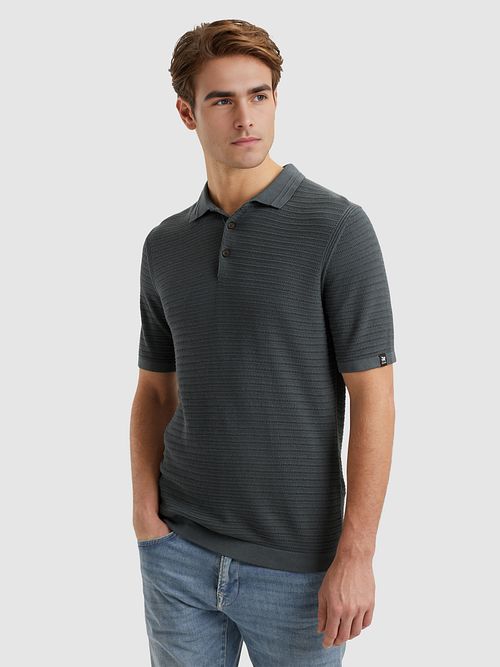 Vanguard Polo Skjorta Struktur Mörk Skiffer Model / Voorkant