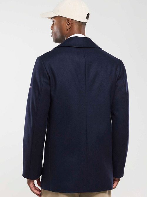 Armor-Lux Cap Sizun Jacke Wolle Navy Model / Achterkant