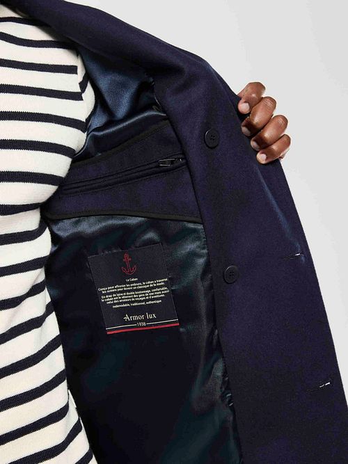 Armor-Lux Cap Sizun Veste Laine Marine Model / Detail