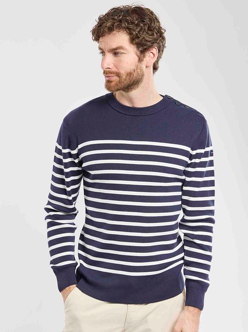Sweter Armor-Lux Groix w paski, granatowy Model / Voorkant