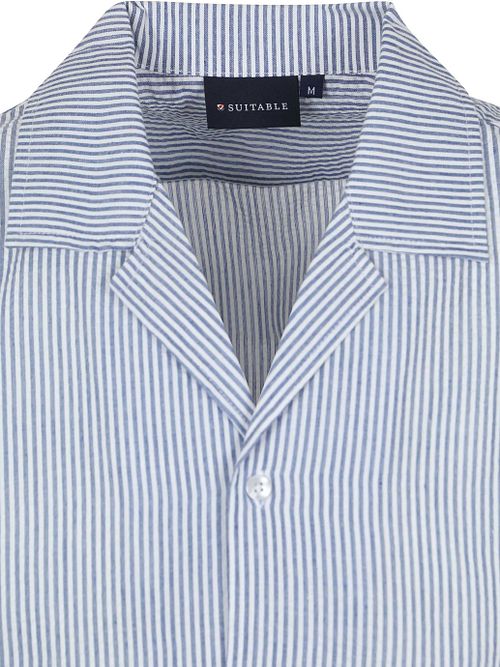 Suitable Camisa de manga corta Stripe Seersucker en azul claro Product / Detail