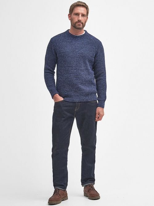 Jersey de lana de cordero de punto Barbour azul marino Model / Voorkant