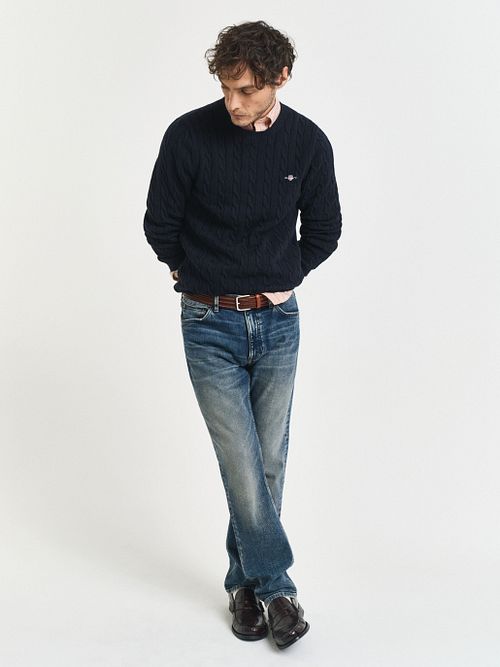 Jersey de punto trenzado Gant en azul marino Model / Voorkant