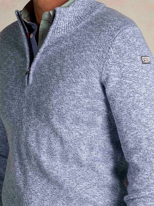 Jersey NZA Half Zip Thames Milton Slub Azul Model / Detail