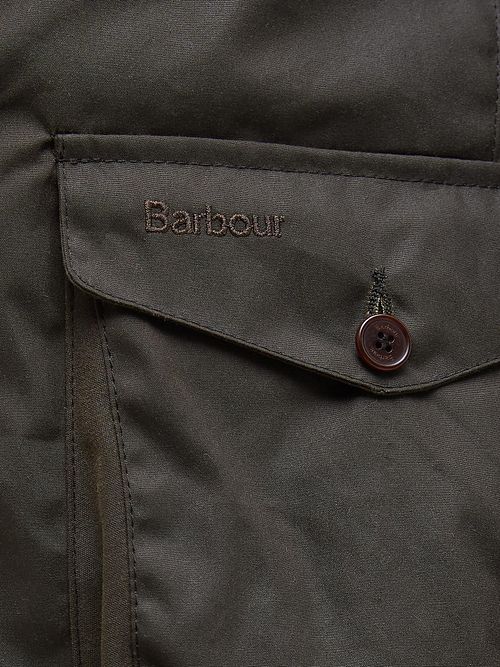 Barbour Beacon Wachsjacke Olivgrün Model / Detail