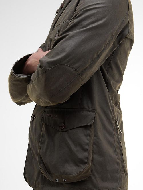 Barbour Beacon Wachsjacke Olivgrün Model / Zijkant