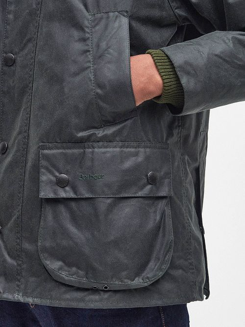 Barbour Bedale Voksjakke Mørkegrønn Model / Detail