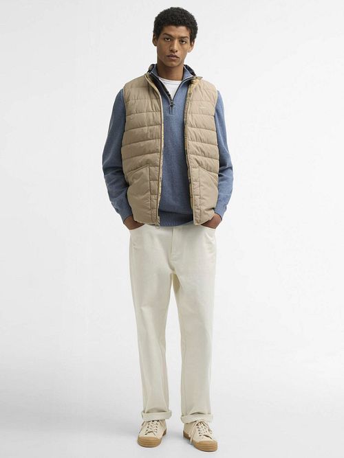 Barbour Reversible Puffer Chaleco Beige Model / Voorkant