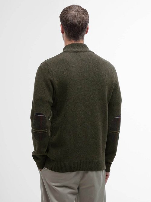 Barbour Half Zip Pullover Wool Olive Model / Achterkant
